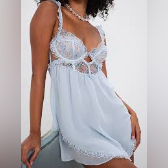 For Love & Lemons - Sorbet Rose Babydoll Slip Dress, Nightwear - Picture 7 of 13